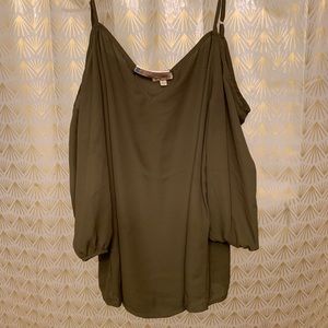 Lily white olive green cold shoulder shirt